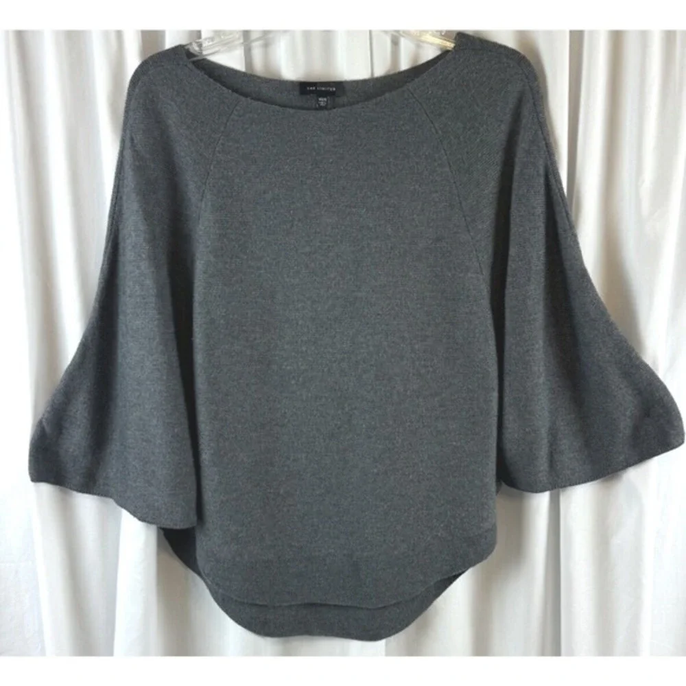 The Limited Gray Boat‎ Neck Batwing Sleeve Poncho Sweater XS/S Oversized 66-23
